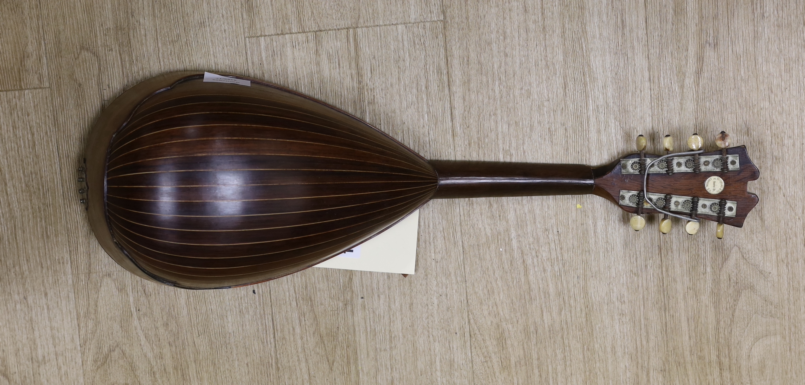 A small late 19th/early 20th century mandolin, label to interior, Dominico Banoni, Naples